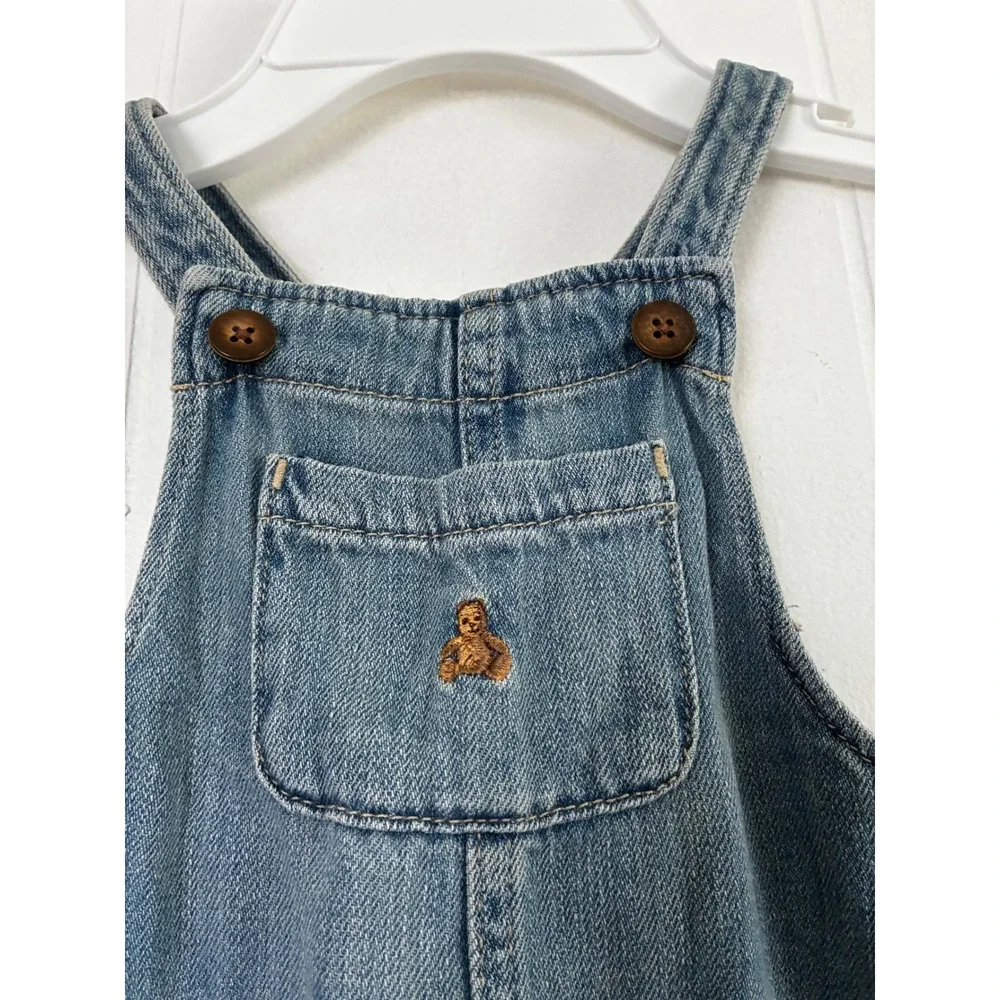 Baby Gap Denim Brannan Bear Overalls Light Wash Blue 6-12 Months NEW